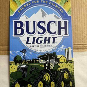 Light “Brewed for the Farmers” Tractor Tin Sign 8x12 | Beer Mancave Wall Decor